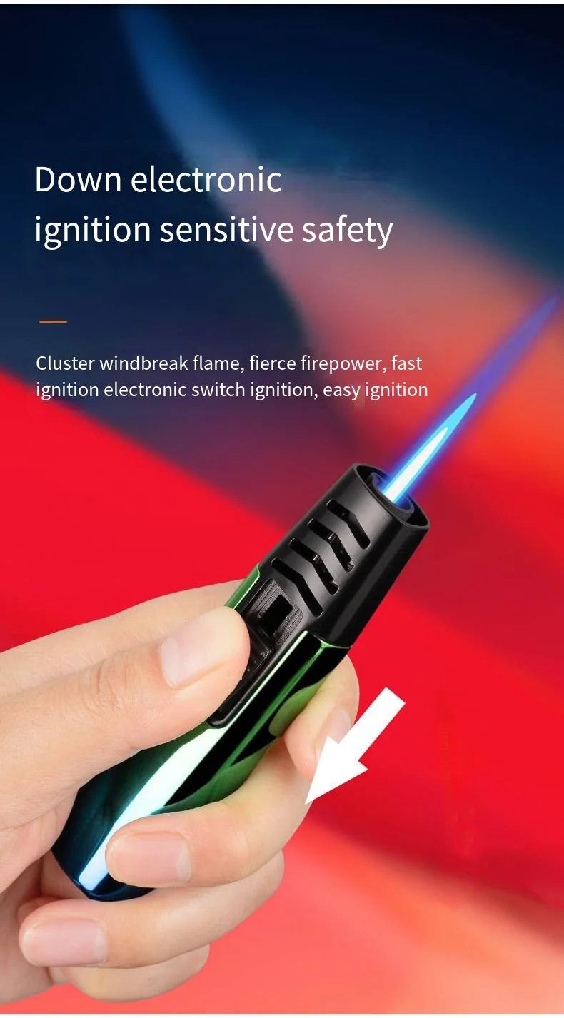 Metal Gradual Change Spray Gun Lighter Kitchen Lighter Household Small Tools Lighter BBQ Outdoor Lighter Practical Gadgets Gifts