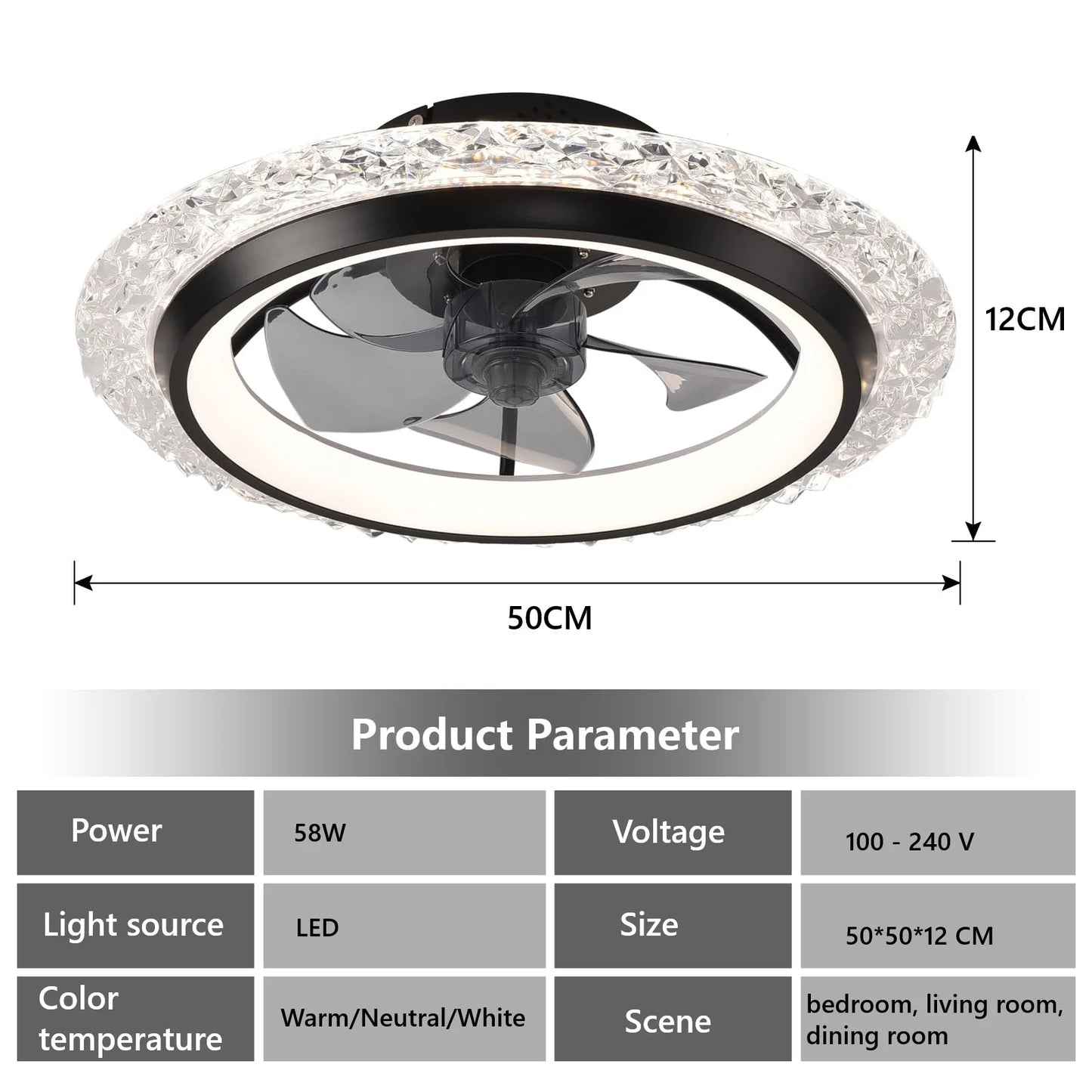 Ceiling fan with light Modern Dimmable Remote Control Ceiling Fans Living Room AC Variable Frequency Fan Ceiling Lamp