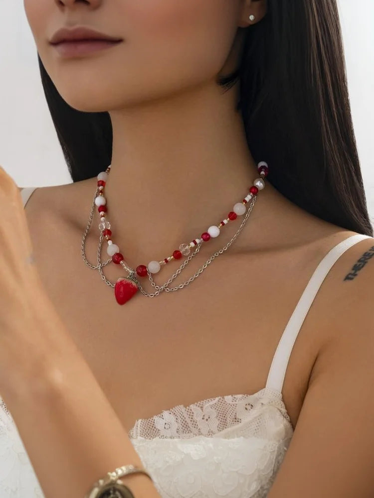 Women's New Necklace Lolita White Lace Necklace, Pearl Tassel Rhinestone Necklace Collar Sweet Cool Fashion Necklaces Girls Gift