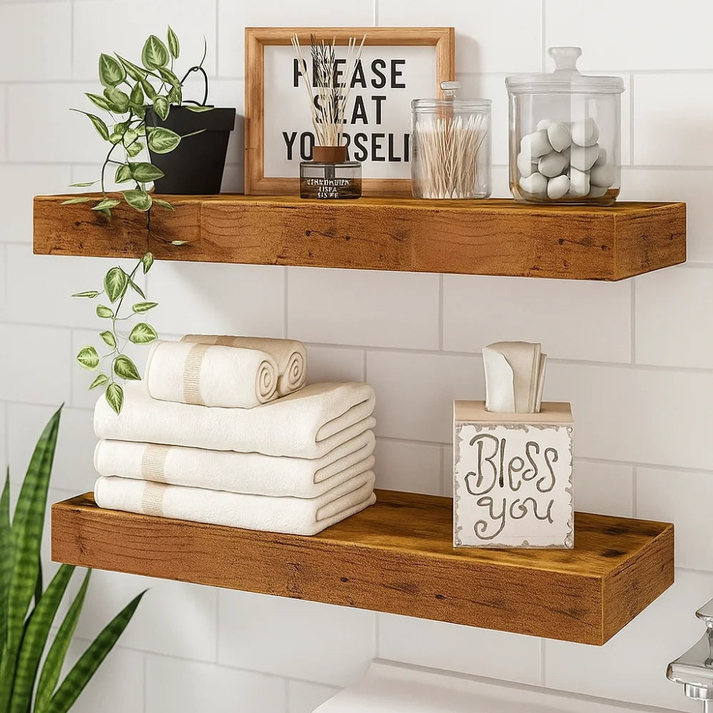 Solid Wood Solid Wooden Floating Shelves Wall Mounted Storage Rack Wall Mounted Bookshelf Floating Design Book Shelf