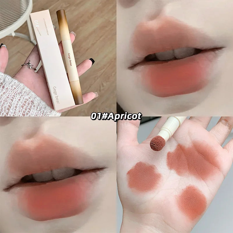 Gege Bear Velvet Matte Lip Powder Cream — Soft Velvet Finish, Natural-Looking and Skin-Tone Enhancing, Long-Lasting,