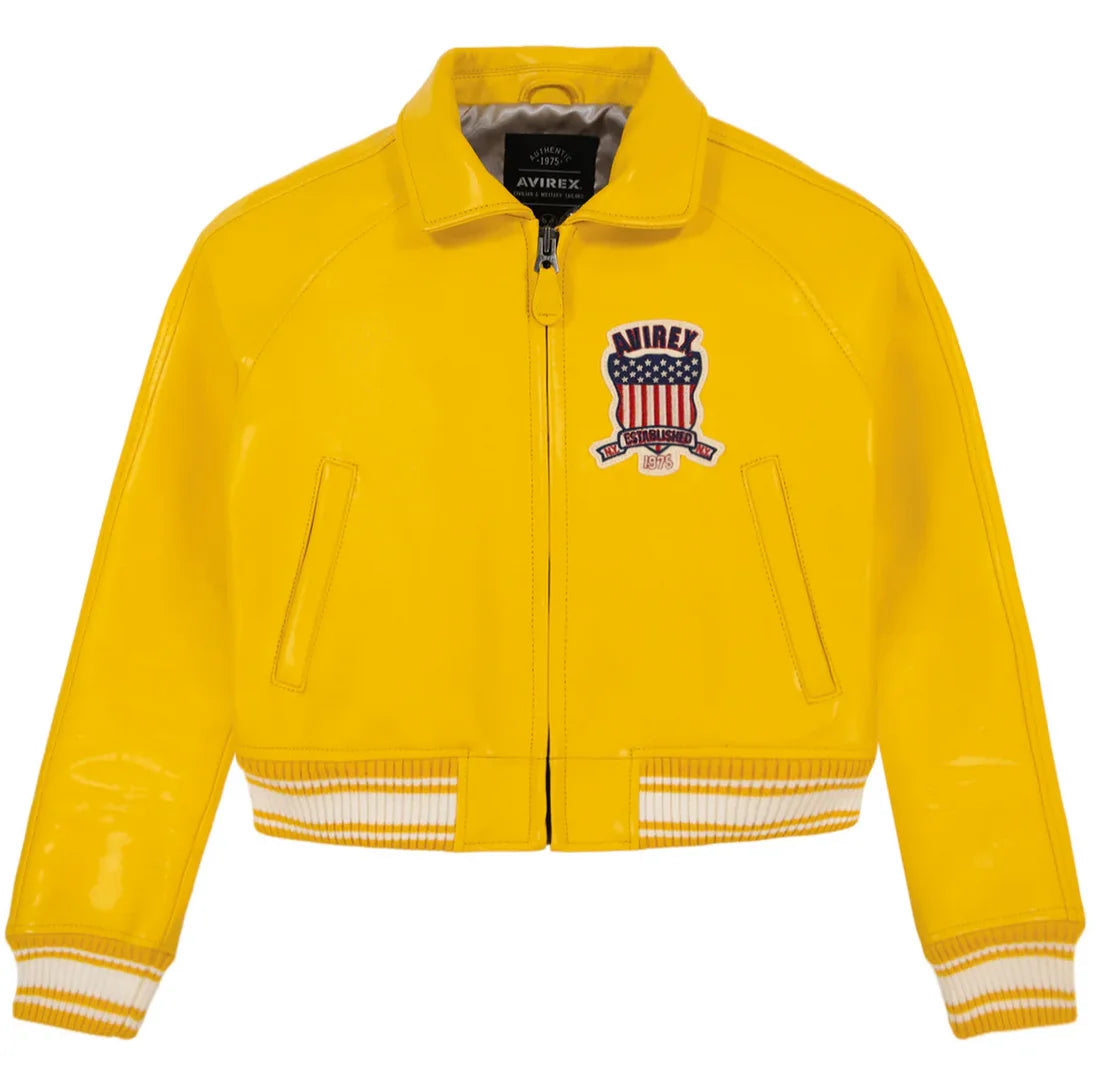 Avirex Spring 2024 New Listing Bomber Flight Suit Jacket 100% European Antique Sheepskin Classic Women's Pink Leather coat tops