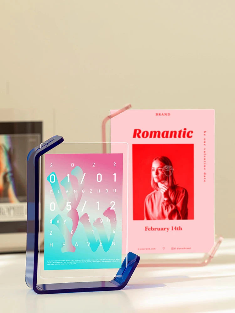 Acrylic Picture Frames Clear Picture Frames Acrylic  Frameless Transparent Cubes Floating Gift for Home Office Desktop Display