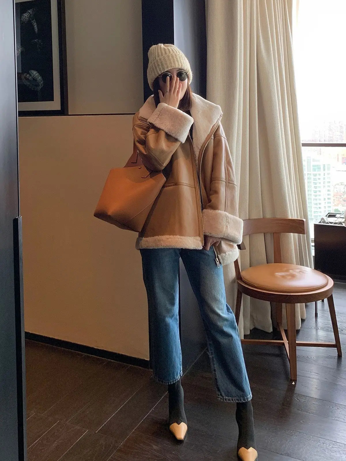 2025 Autumn Winter Fur Integrated Lamb Wool Coat Women's European And American Street Temperament Fashion Locomotive Fur Coat