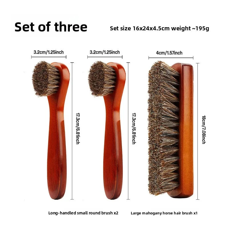 Horsehair Suede Polishing Brush Shoe Care Kit High Gloss Auto Seat Cleaner