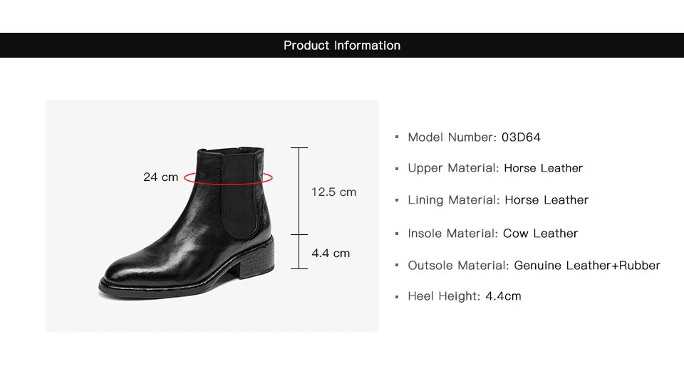 BEAUTODAY Ankle Boots Women Genuine Horse Leather Chelsea Booties Round Toe Elastic Band Vintage Ladies Shoes Handmade 03D64