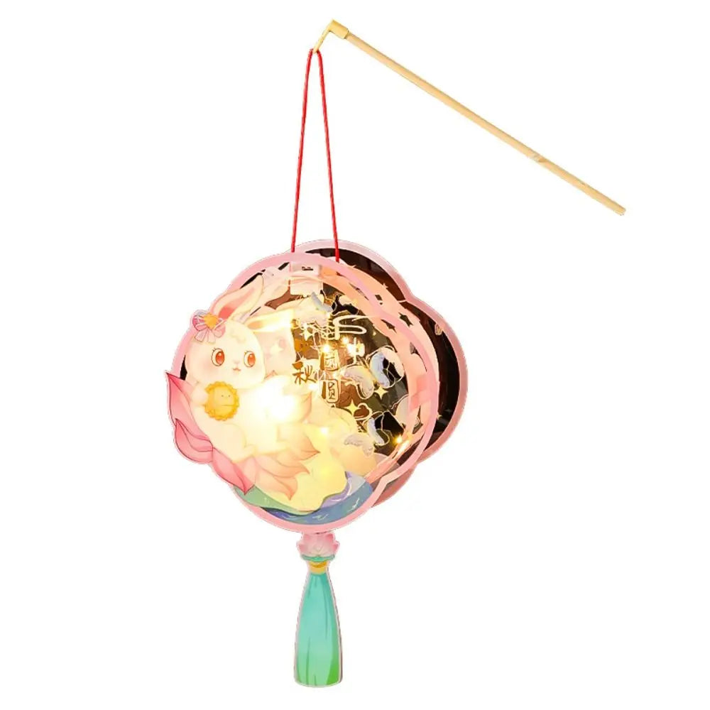 Luminous Mid-Autumn Festival Lantern DIY Handmade with LED Light Rabbit Lantern Chinese Style Glowing Handheld Luminous Lantern