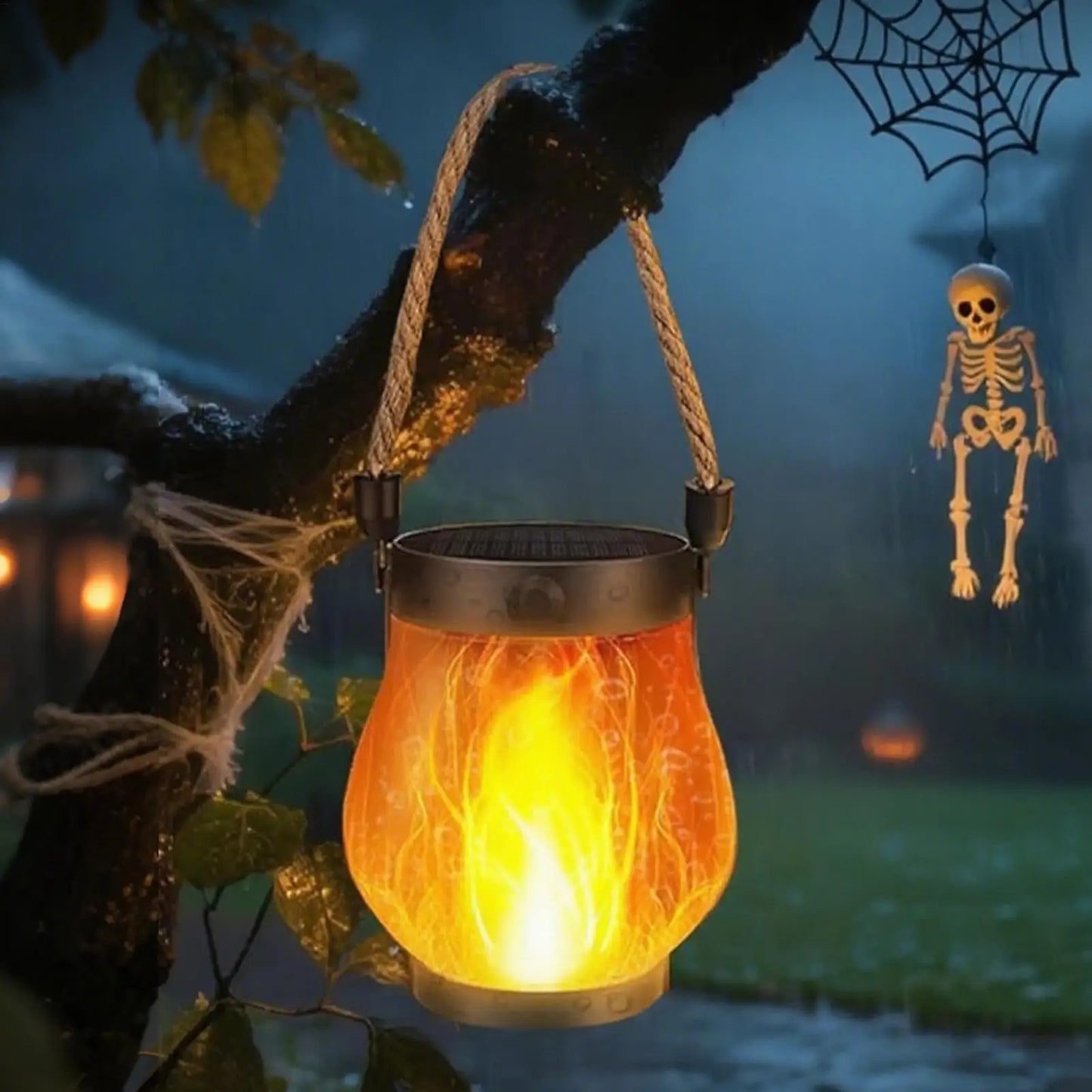 Garden Solar Lanterns Solar Lanterns Outdoor Waterproof Lighting Flickering Flame Design USB Charging Ornament for Tree Branches