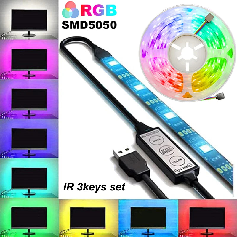 LED Strips Infrared Control Neon Ice Lights TV Backlight Room Decor SMD5050 USB Bedroom Decoration 1m 2m 3m 4m 5m Luces LED