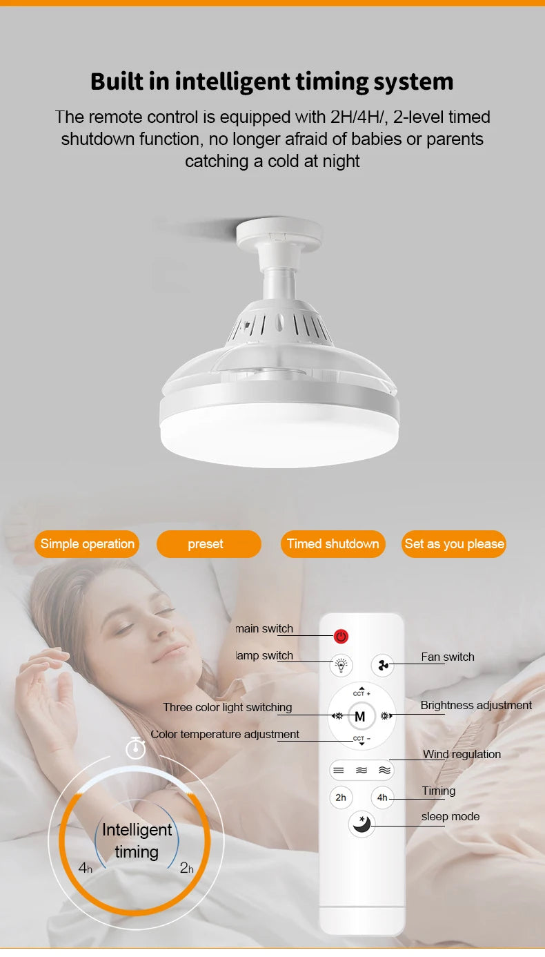 Ceiling Fan Light New Invisible Telescopic Blade Air Circulation Fans Silent Dimming Timed Room Decor Ceiling Fan with lighting