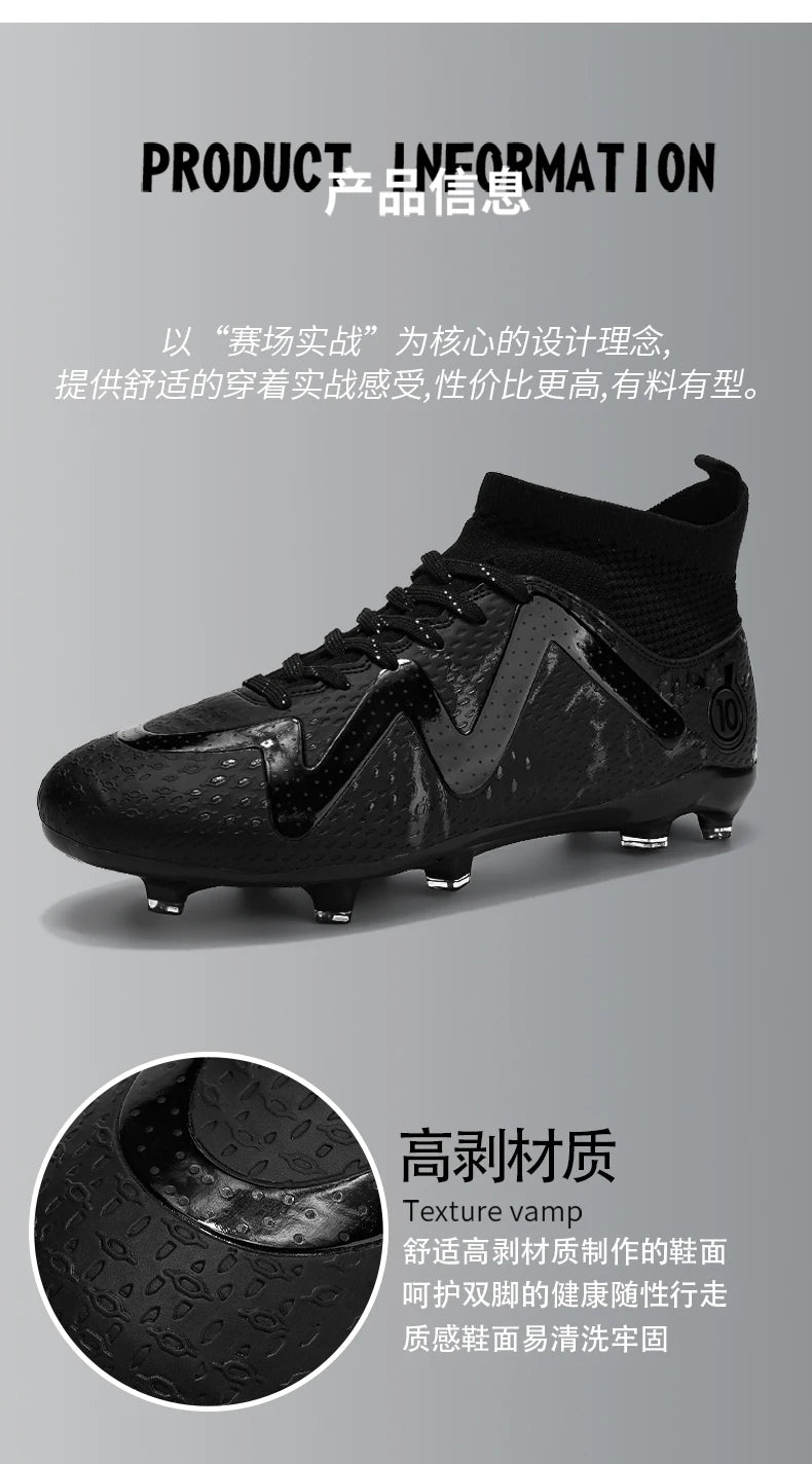 Adult Professional FG/TF Soccer Shoes Non-Slip Long Spike Football Boots Young Kids High Ankle Cleats Grass Soccer Sneakers ﻿