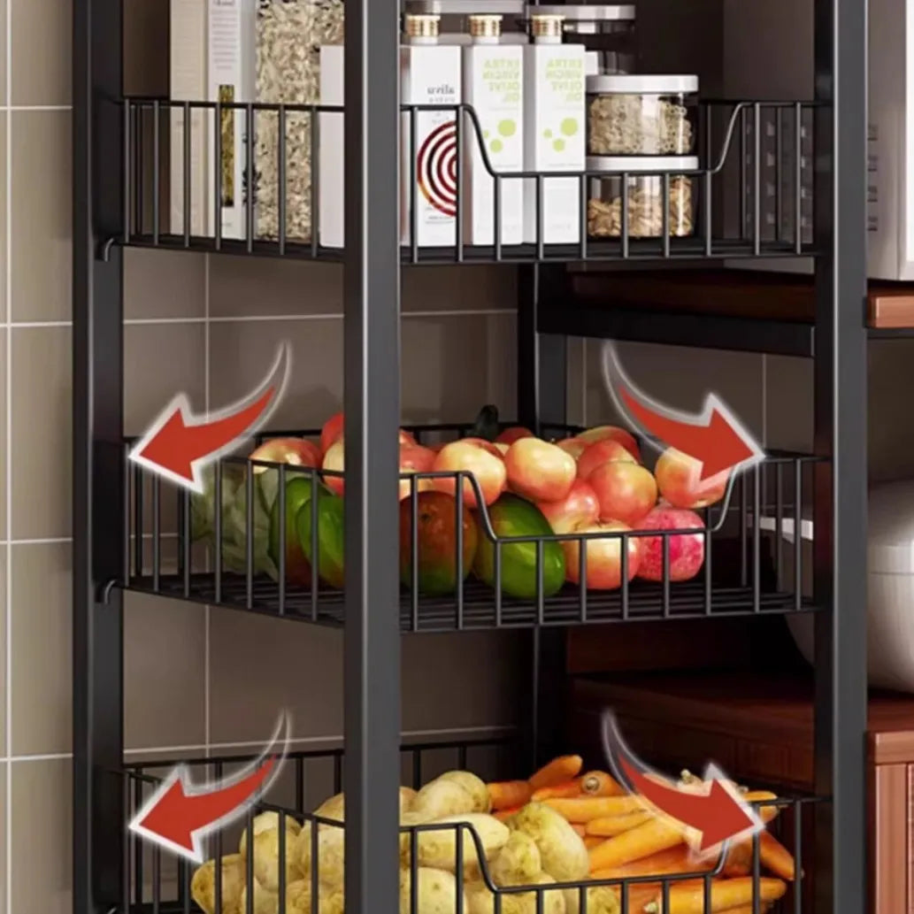 Heavy Duty Large Capacity Storage FurniturePantry Cabinet with Adjustable Shelves & Mesh Baskets Microwave Dishes