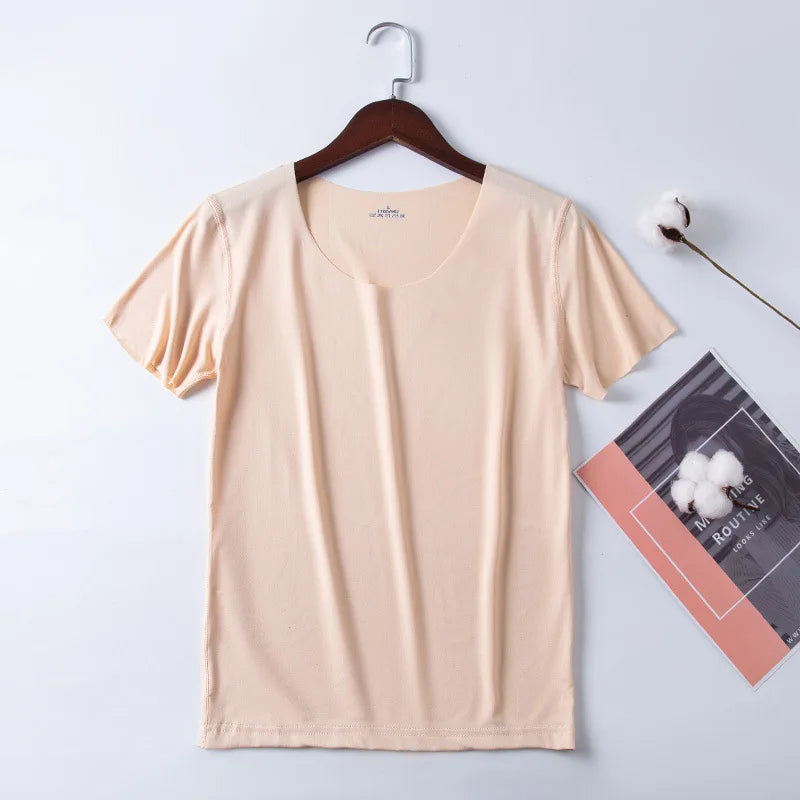 Summer Women T-shirts Ice Silk T-shirt Vest Short Sleeve Tank Fashion Woman Blouses 2023 Slim y2k Tops Undershirt Woman Clothes