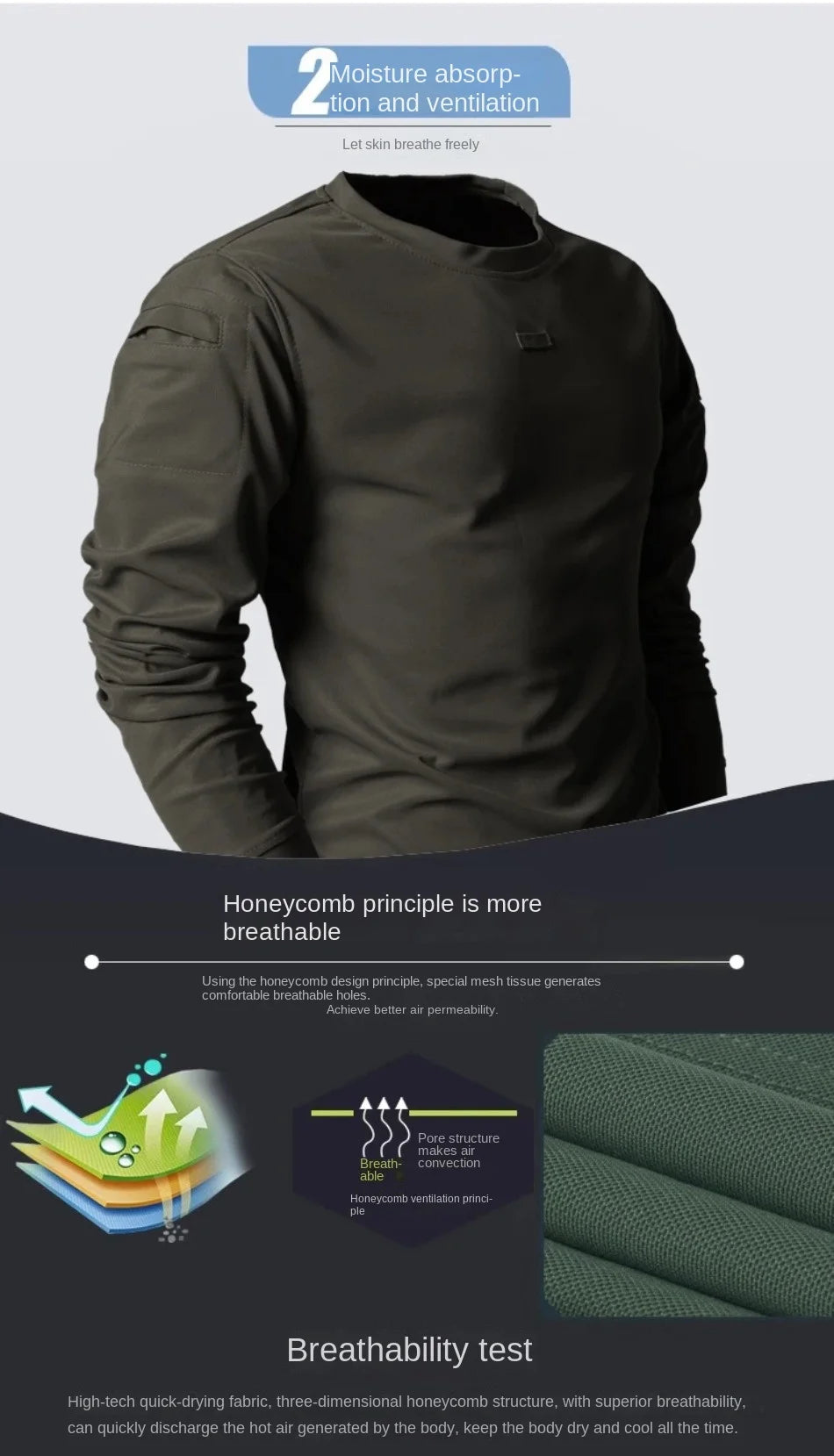Spring Training Tactical Top Mens Elastic Wear-resistant Outdoor Sports Long Sleeved T-shirt Quick Drying Slim Round Neck Shirt
