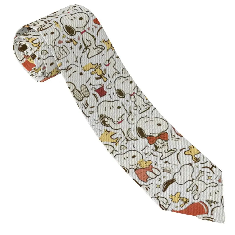 Snoopys & Woodstock Smile Giggle Laugh Neckties Silk 8 cm Neck Tie for Mens Shirt Accessories Cravat Wedding Accessories Office