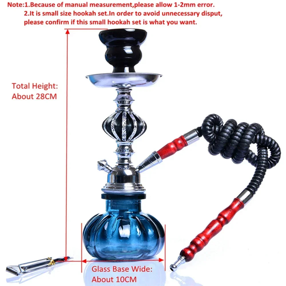 Glass Hookah Set with Ceramic Shisha Bowl Imitation Leather Hose Metal Charcoal Tongs Accessories Chicha Narguile Sheesha Set
