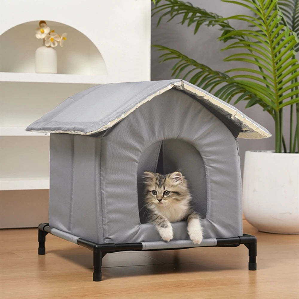 Fully Insulated Shelter for Stray and Feral Cats Cat House for Indoor and Outdoor Cats in Summer, Waterproof Winter warm cat bed