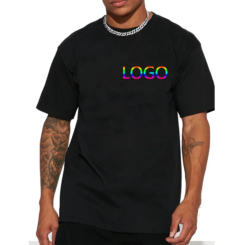 180gsm 100% Cotton T Shirt Men Custom Your Design Text  Tops Tee Men Print Your Own Design Brand Team Customization DropShipping