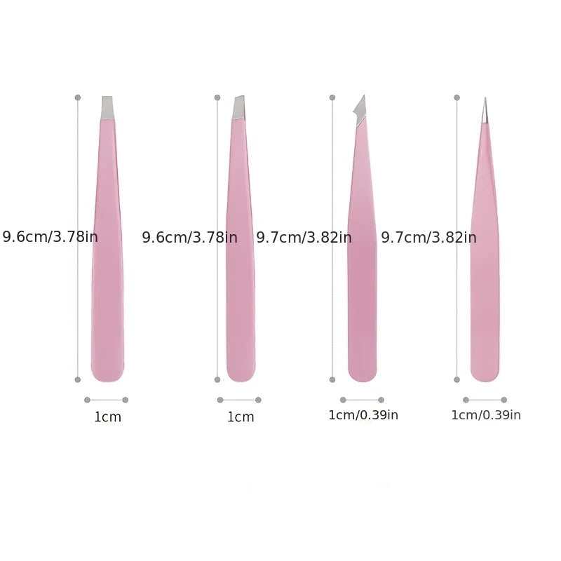 Professional 1/2/4 Piece Precision Stainless Steel Unisex Eyebrow Tweezers Set, Non-Slip Textured Handles, Fast Eyebrow Shaping,
