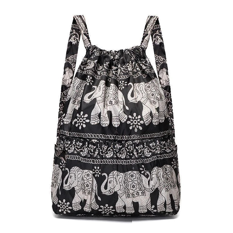 Women's Backpack Drawstring Large Capacity Lightweight Leisure Minimalist Portable Shopping Travel Bag Fitness Sports Bag