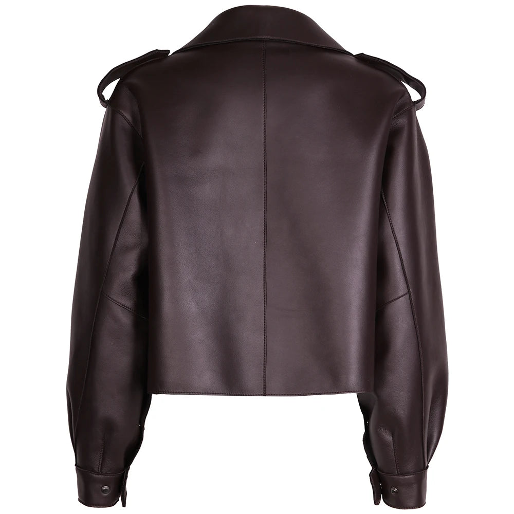 YOLOAgain Oversized Real Leather Jacket Women Sheepskin Coat