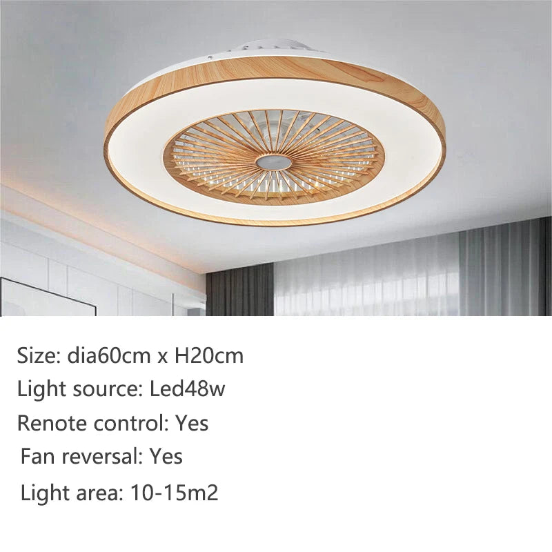 60cm Ceiling Mounted Fan Light With APP Wood Grain Color Eectric Fan Pendant Light Living Room Dining Room Bedroom Light 110V