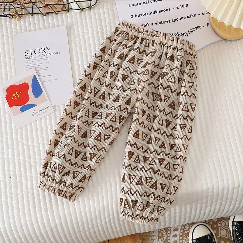 Summer Kids Casual Pants 1-6Y Simple Boys Grid Sweat Pants Korean Loose Thin Children Striped Letter Trousers