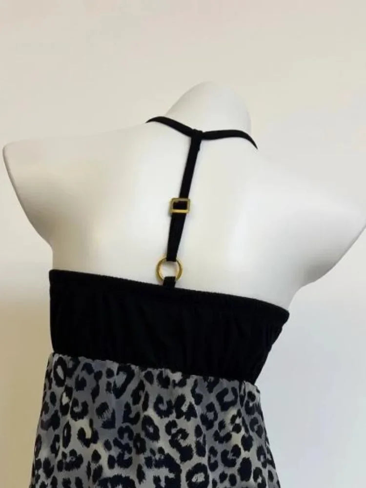 Women Clothing Summer Crop Tops 2025 Ropa Mujer Halter Backless Loose Vest Sweet Korean Camis Korean Leopard Print Sexy Tanks