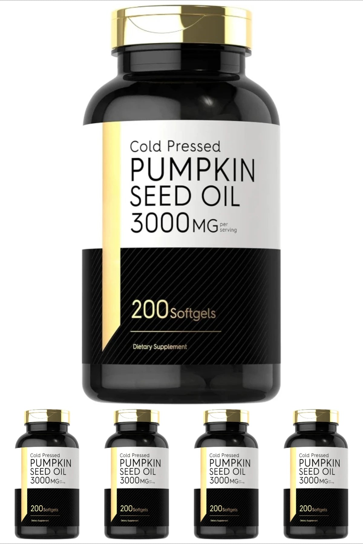 Pumpkin Seed Oil Capsules 3000mg Extract Body Essential Fatty Acids Cold Pressed Non-GMO Gluten Free 200 Count Supplement