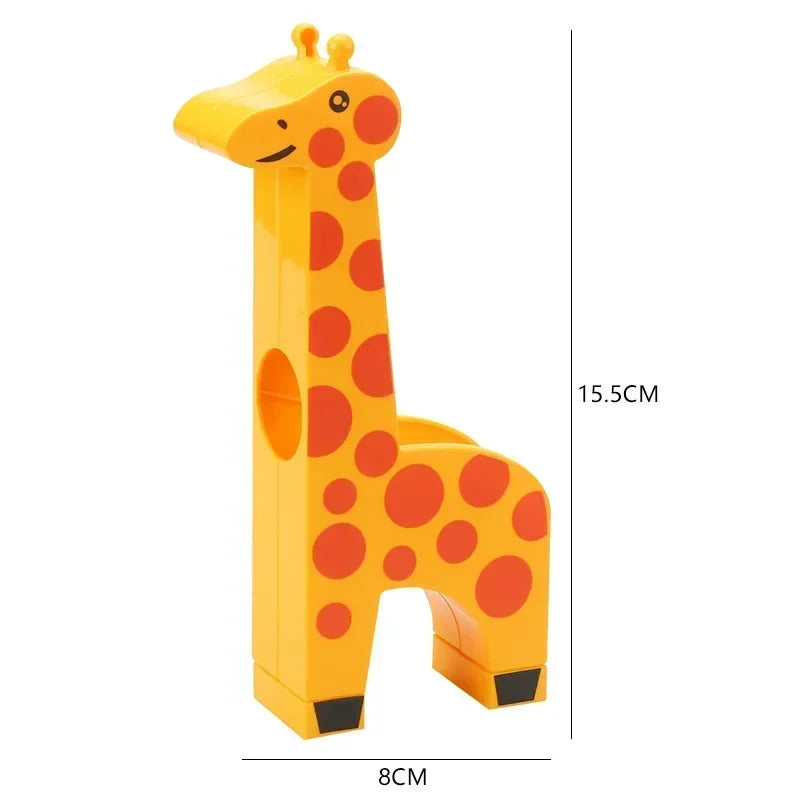 Big Size Building Blocks Marble Race Run Maze Games Compatible Large Bricks Running Ball Chute Giraffe Kids Gift Educational Toy
