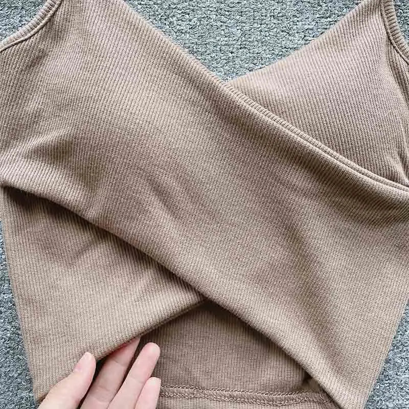 Summer Women's Ribbed Slimming Tank Top Built-in Bra Super Stretch Cross Back Bralette Sexy Layering Camisole Daily Topks