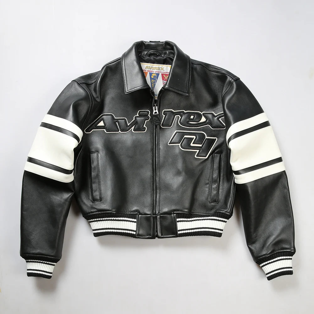 Avirex Spring 2024 New Listing Bomber Flight Suit Jacket 100% European Antique Sheepskin Classic Women's Pink Leather coat tops