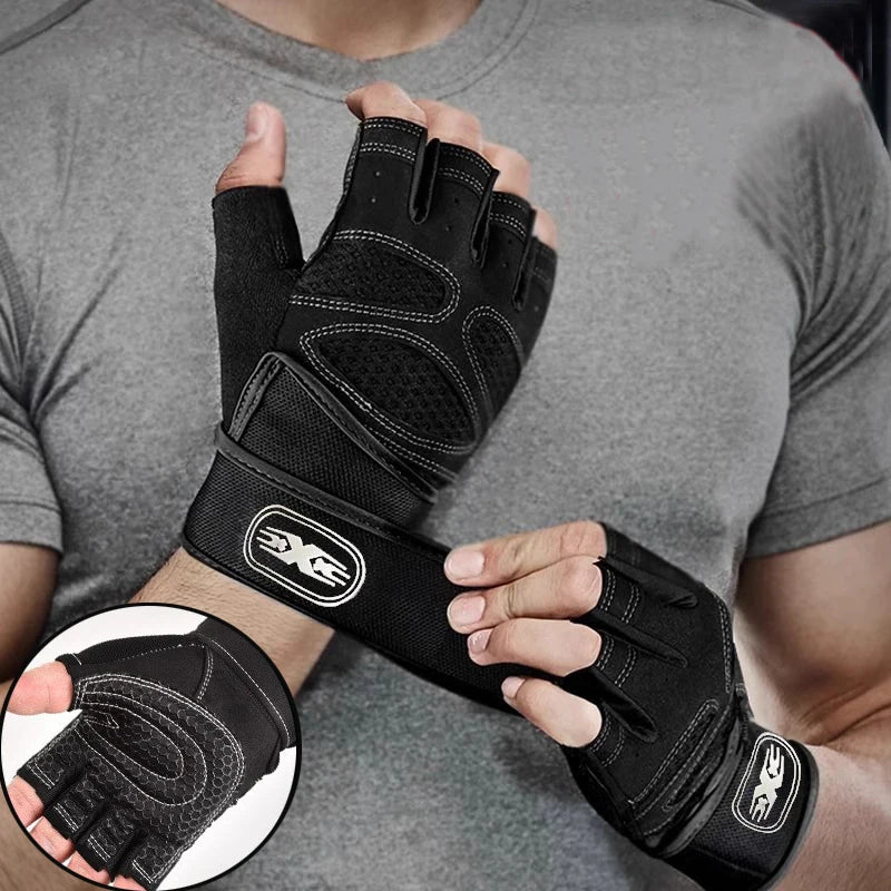 Ventilated Weight Lifting Gym Workout Gloves with Wrist Wrap Support for Men & Women,Full Palm Protection,for Weightlifting
