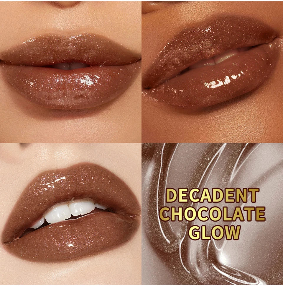 Lakerain Chocolate Rabbit Lip Gloss Mirror Effect Moisturizing Smooth Non-Sticky Long Lasting Hydration Lippy Bunny Lipstick
