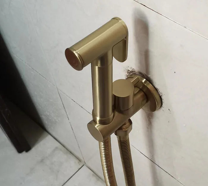 Brass Hand held black Bidet Shower set  Perforating Toilet Jet Cleaner Portable brushed gold and gray Bidet Shower Head BD01