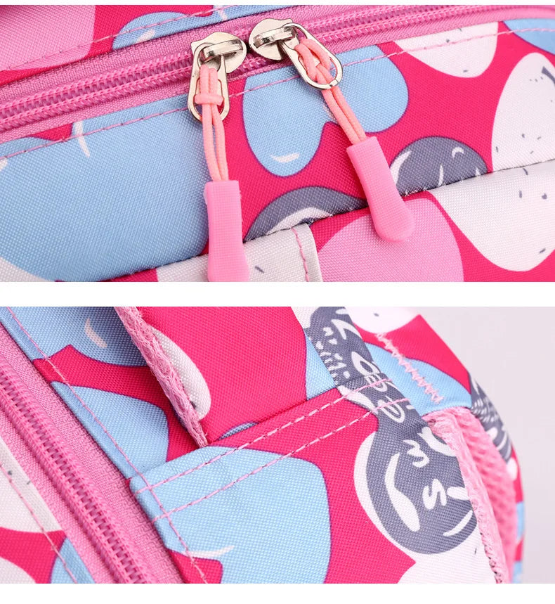 Student Boys And Girls School Bags Love Heart Printed Student Shoulder School Bags 1-6 Grade Light Weight Double  Shoulder Bags