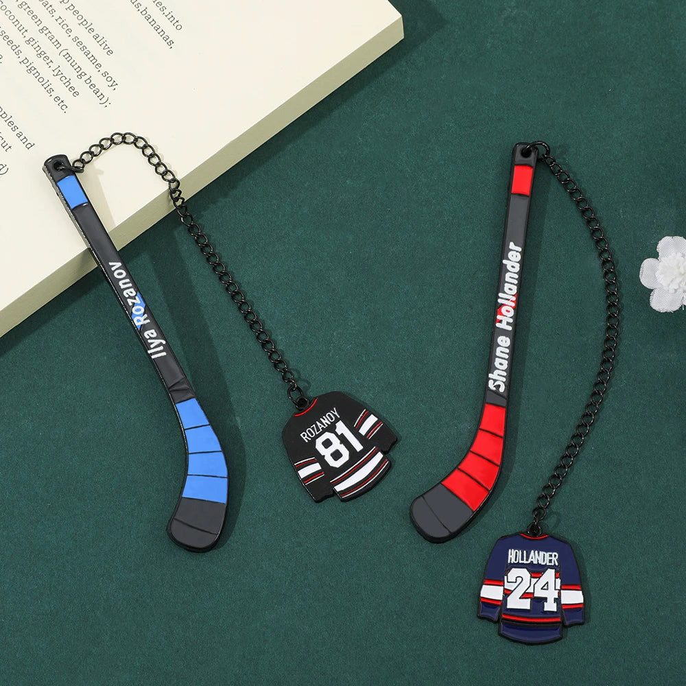Heated Rivalry Hockey Stick Bookmarks Shane Hollander 24 & Ilya Rozanov 81 Jersey Page Markers, HR Series Merch for Book Lovers