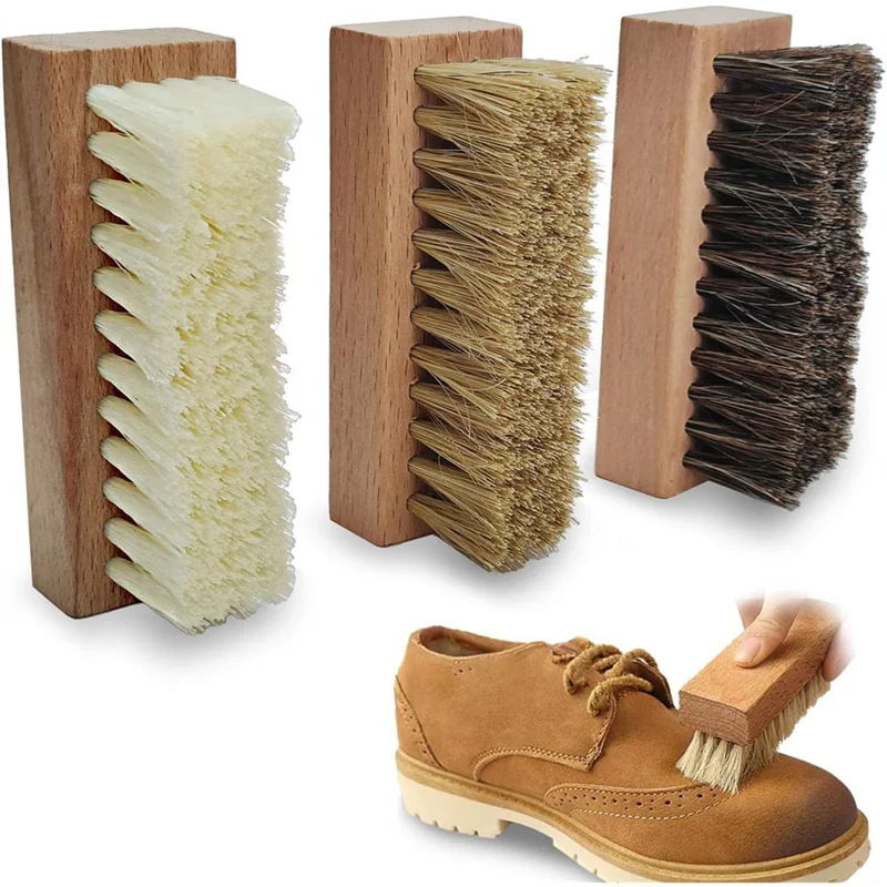 KYCOR-Shoe Brushes For Cleaning Horse Hair Brush For Leather Ultimate Shoe Cleaning Brush Set