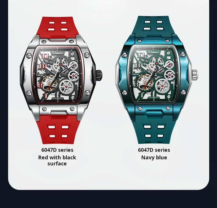 Watches For Men Original Automatic Mechanical Watch Skeleton Waterproof Luminous Men's Watch White Rubber Strap Reloj Hombre