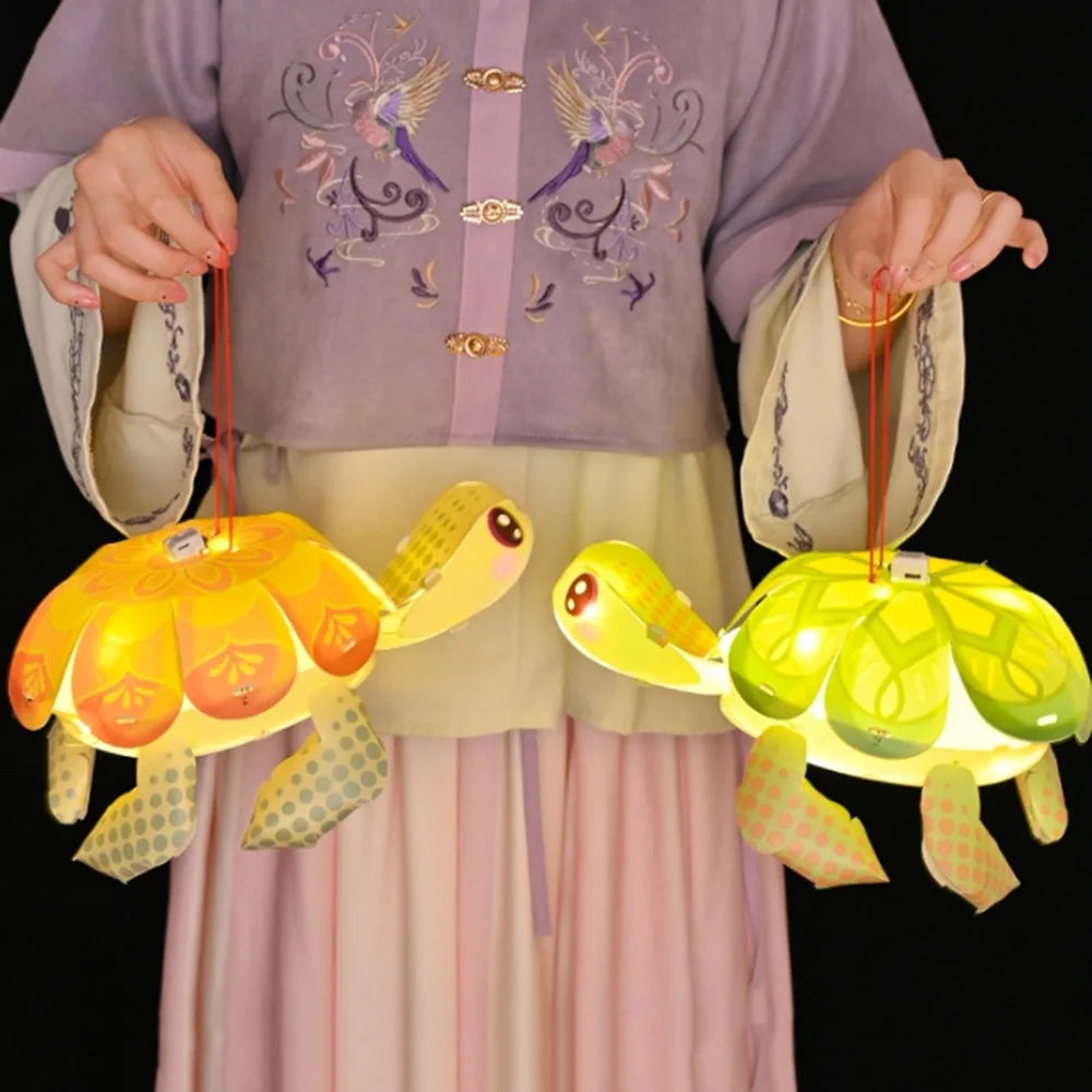 Cartoon Middle Autumn Festival Lantern LED Light Cute Festival Lantern Material Kits Luminous DIY Craft Hanging Lamps
