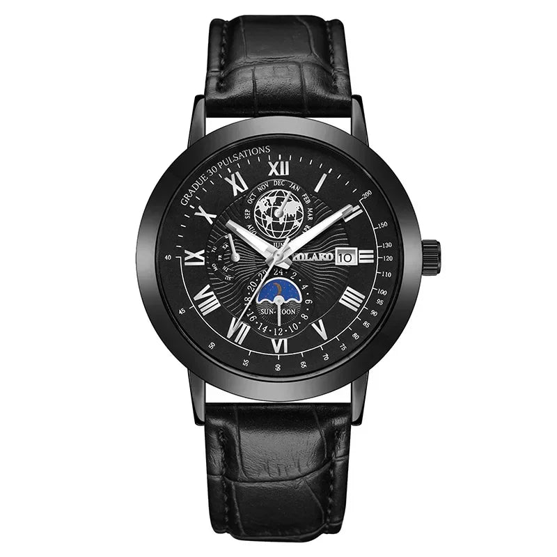 Men watches Wholesale Earth Date Wristwatches Leather Strap Quartz Watches for Men cheap men watch