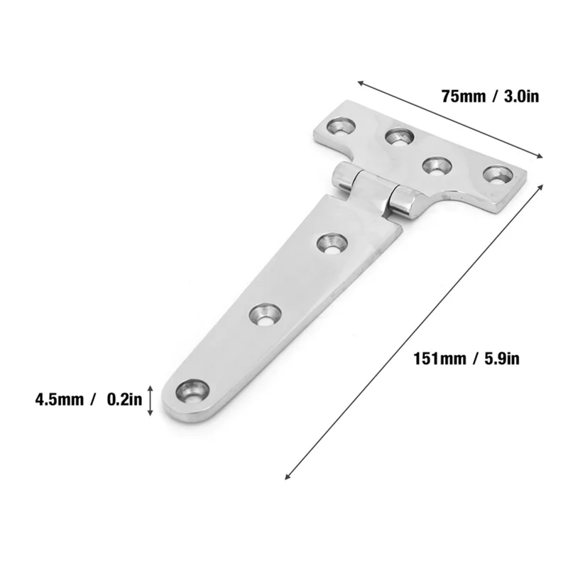 ABGE-Home Door Gate Parts Door Hinge T Type Hinge Gate Butt Hinge Thickened Stainless Steel T Type Hinge 151X75x4.5 Mm