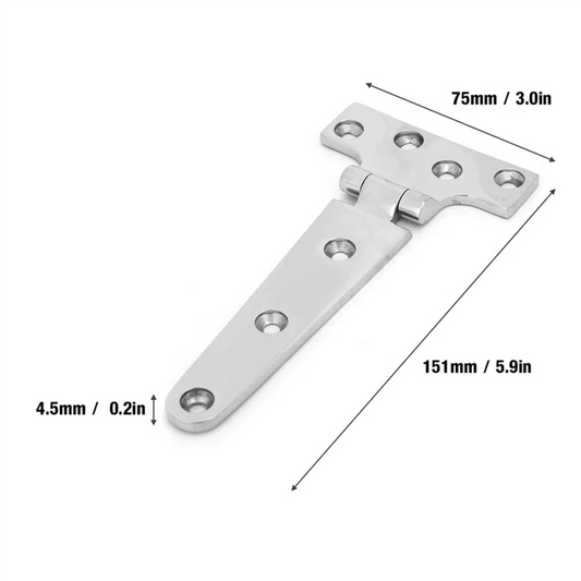 ABGE-Home Door Gate Parts Door Hinge T Type Hinge Gate Butt Hinge Thickened Stainless Steel T Type Hinge 151X75x4.5 Mm