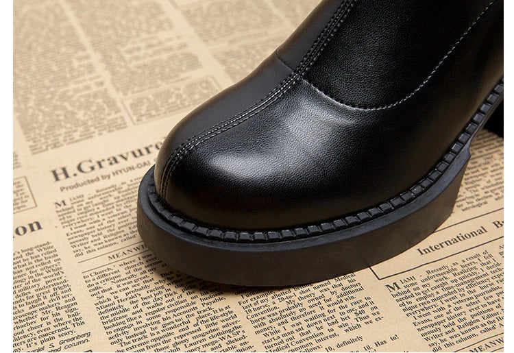 High Heel Women Ankle Boots Fashion High Quality Platform Shoes for Women British Style Brown Boot Comfor Women Waterproof Boots