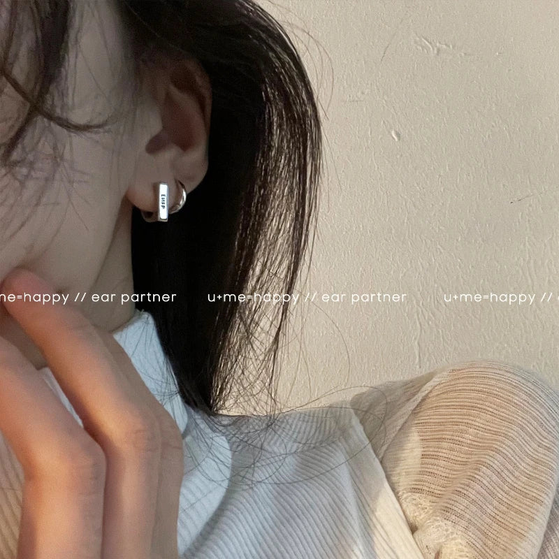 Sterling Silver Earrings Sophisticated Personality High End Exquisite Simple Elegant Letter Shaped Ear Accessories for Women