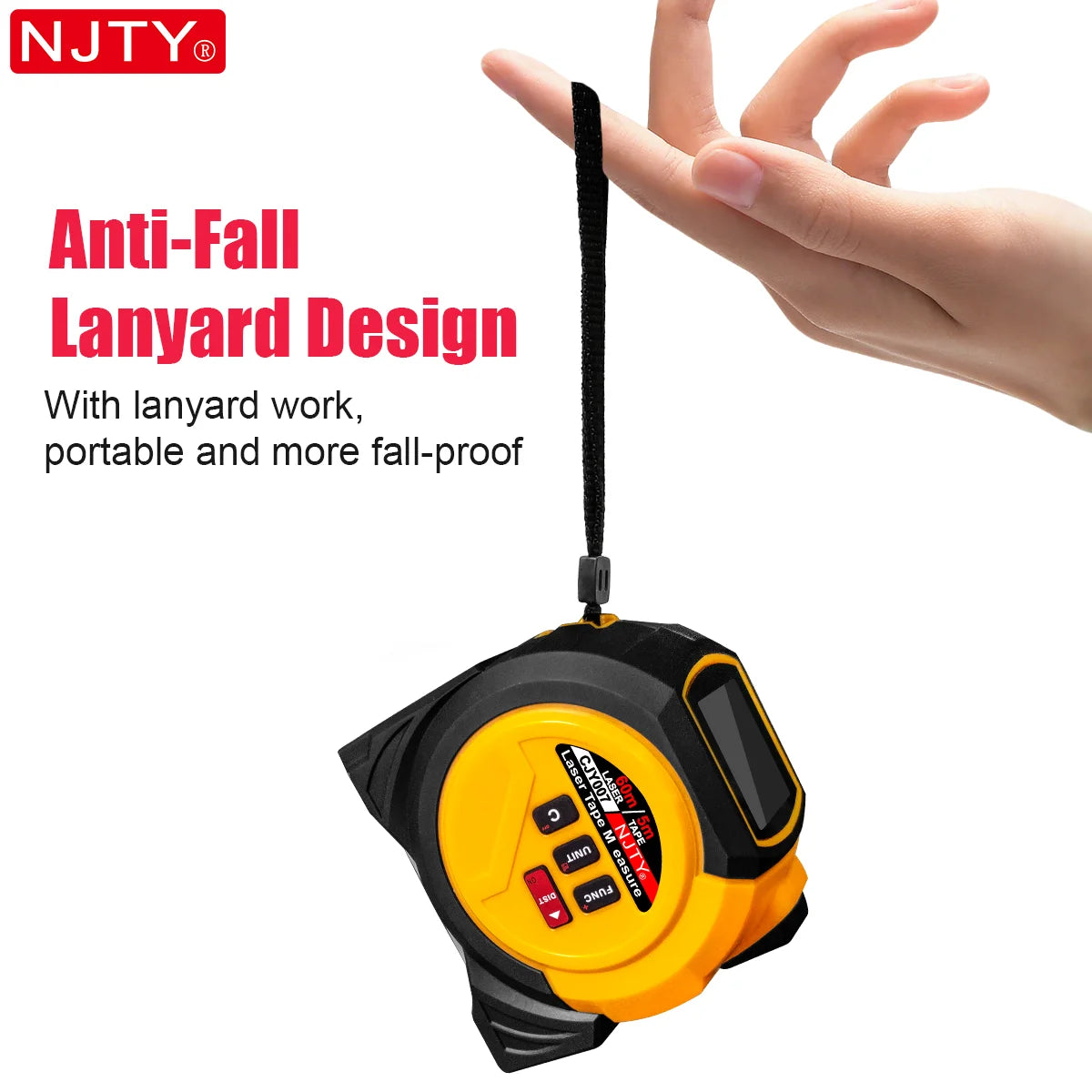 3-in-1 Laser Tape Measure British 60m/196ft  40m/131ft Laser Distance Meter Cross Laser Level Belt Buckle Design Self-lock Tools