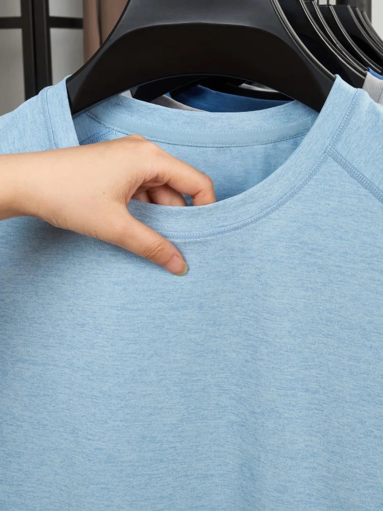 New Men's 100% Cotton Fashion Round Neck Short Sleeve T-shirt for Summer 2026, Business, Leisure, Comfortable and Breathable