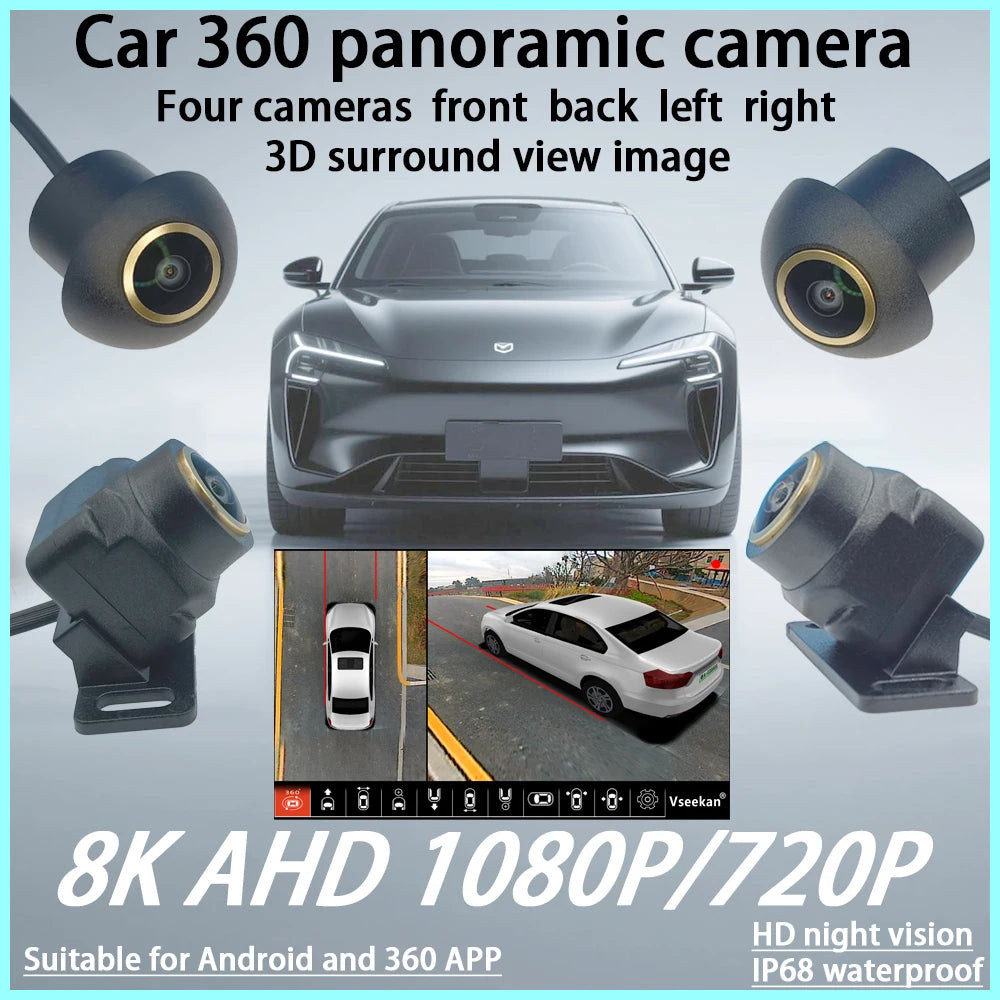 360° Panoramic Camera HD AHD1080p/720p Rear/Front/Left/Right 360 Bird View System 4 Cameras For Universal 360 Car Radio