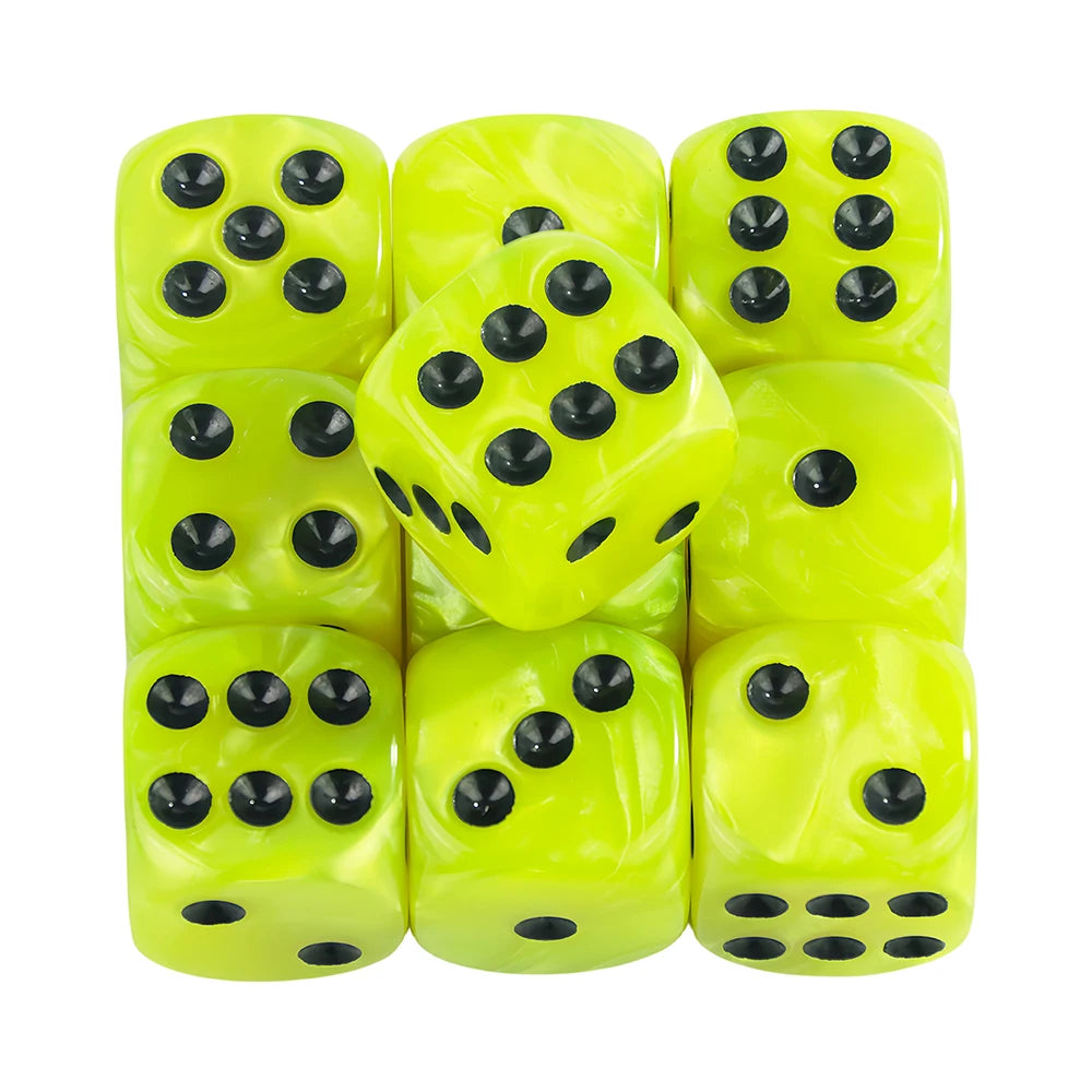 Marble Effect D6 Dice 10pcs 16mm Board Game Dice for Club Party DND RPG Board Game Bar Table Accessories
