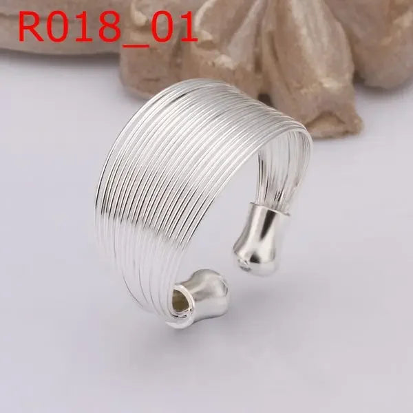 925 Sterling silver high-quality for women lady chain open cute bangle bracelet earrings ring fashion jewelry Sets